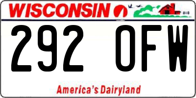 WI license plate 292OFW