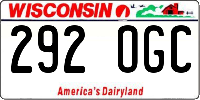 WI license plate 292OGC