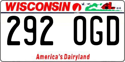 WI license plate 292OGD