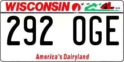 WI license plate 292OGE