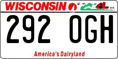 WI license plate 292OGH