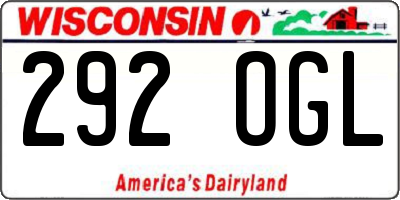 WI license plate 292OGL