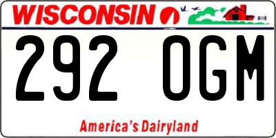 WI license plate 292OGM