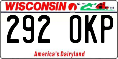 WI license plate 292OKP