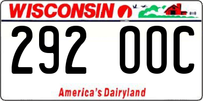 WI license plate 292OOC