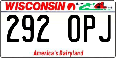 WI license plate 292OPJ
