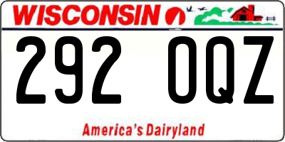 WI license plate 292OQZ