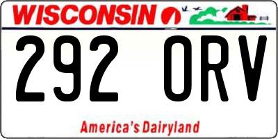 WI license plate 292ORV