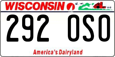 WI license plate 292OSO