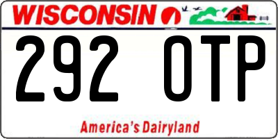 WI license plate 292OTP