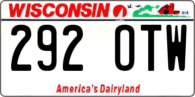 WI license plate 292OTW