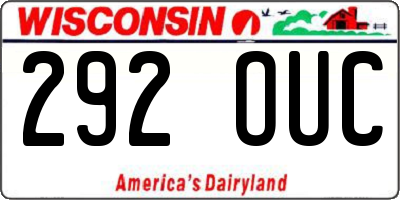 WI license plate 292OUC