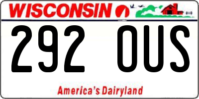 WI license plate 292OUS