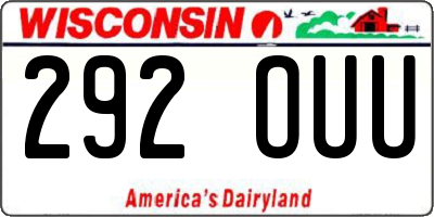 WI license plate 292OUU