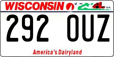 WI license plate 292OUZ