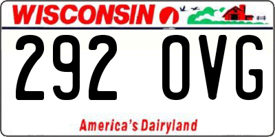 WI license plate 292OVG