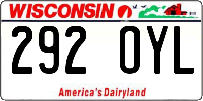 WI license plate 292OYL