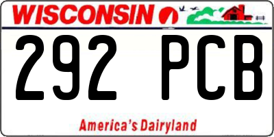 WI license plate 292PCB