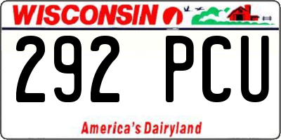 WI license plate 292PCU