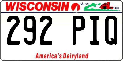 WI license plate 292PIQ