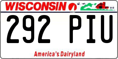 WI license plate 292PIU