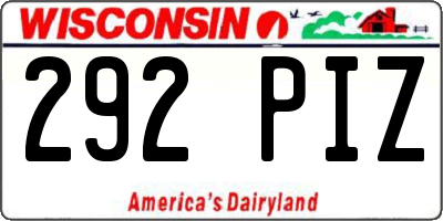 WI license plate 292PIZ