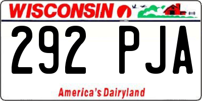 WI license plate 292PJA