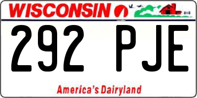 WI license plate 292PJE