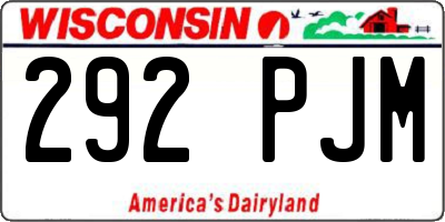 WI license plate 292PJM
