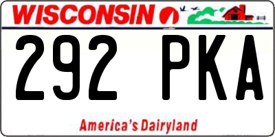 WI license plate 292PKA