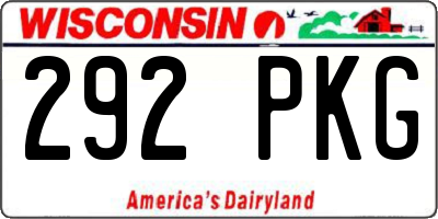 WI license plate 292PKG