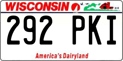 WI license plate 292PKI