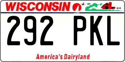 WI license plate 292PKL