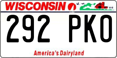 WI license plate 292PKO