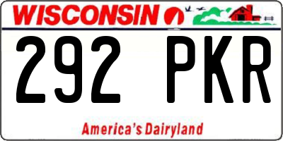 WI license plate 292PKR