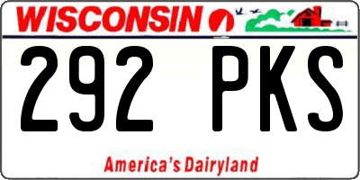 WI license plate 292PKS