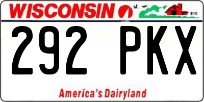 WI license plate 292PKX