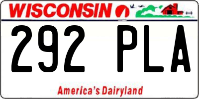 WI license plate 292PLA