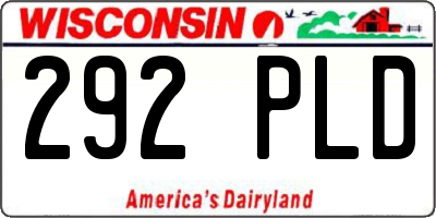 WI license plate 292PLD