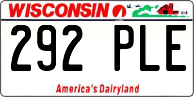 WI license plate 292PLE