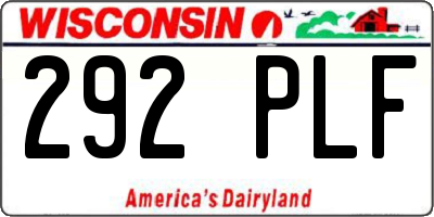 WI license plate 292PLF