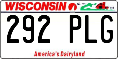 WI license plate 292PLG