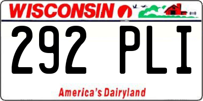 WI license plate 292PLI