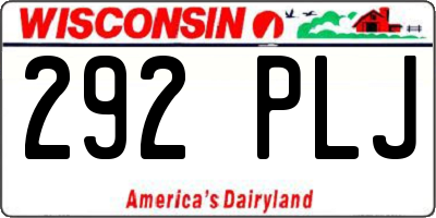WI license plate 292PLJ