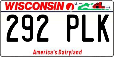 WI license plate 292PLK