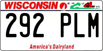 WI license plate 292PLM
