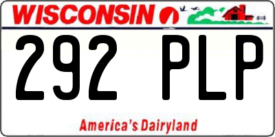 WI license plate 292PLP