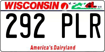 WI license plate 292PLR