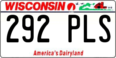 WI license plate 292PLS