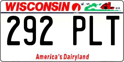 WI license plate 292PLT
